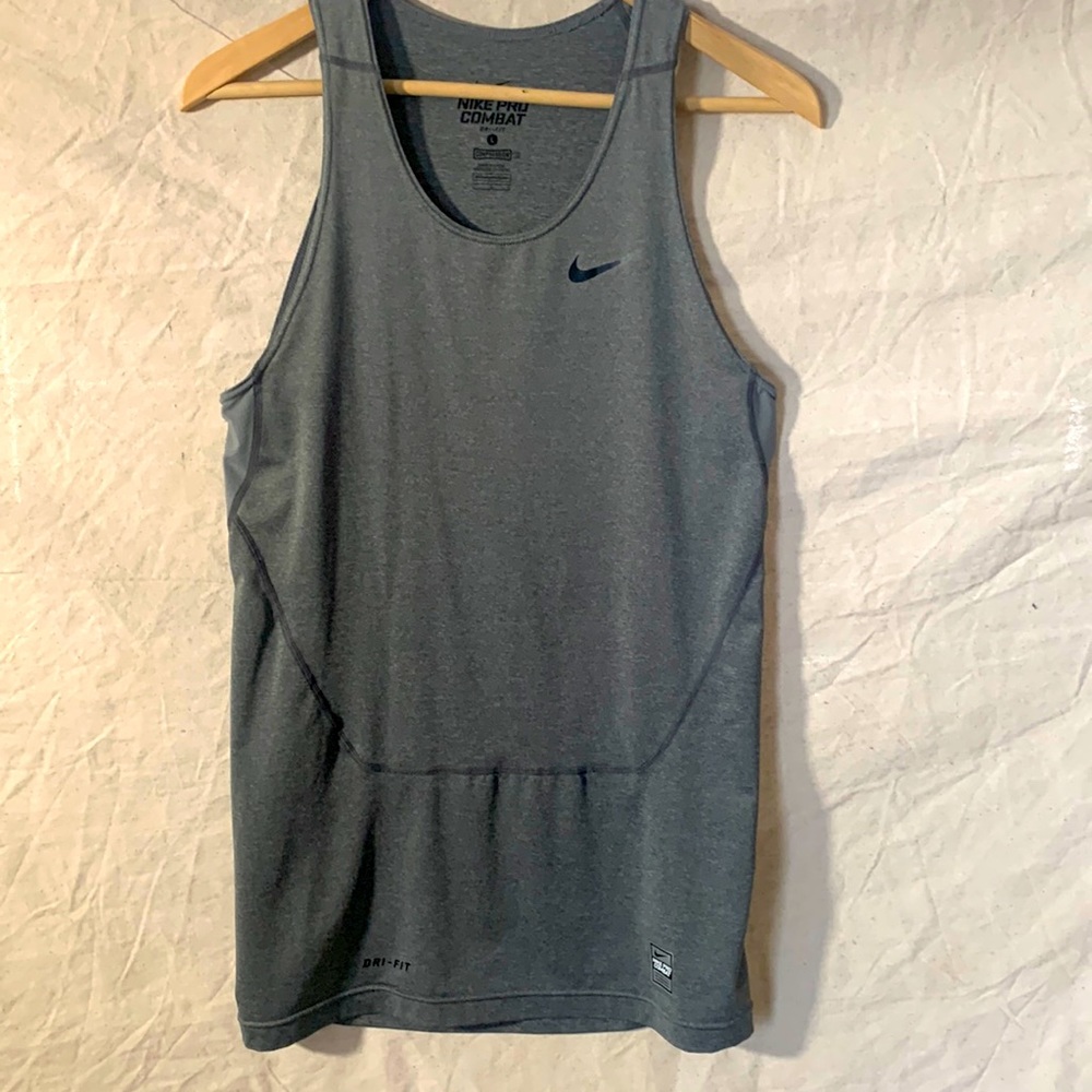 Grey, Nike Pro Combat, Dri-Fit, Compression tank. Excellent Used Condition.